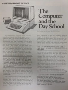 Greensboro Day School First Computer Purchase